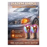 DuoLight 12V 21W Diadem Sinyal Ampul Takımı - 93 Tip Tek Duy -Kaplamalı Gökkuşağı Görünüm (2 Adet)