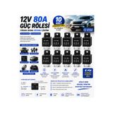 DuoLight 12V 80A 4 Pin Güç Rölesi 10 Adet Ek Far LED Bar Sis Farı Korna Fan Oto Röle Ekonomik Paket