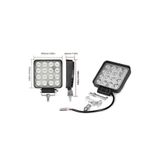 DuoLight Off Road Beyaz Işık Sis Farı Lambası 16 Led Kare 12-24v 48 Watt Teknotik