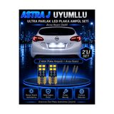 DuoLight Opel Astra J Uyumlu T10 LED Plaka Ampul Seti 2 Adet Arıza Kesicili Canbus Ultra Parlak Beyaz