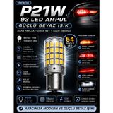 DuoLight P21W 54 LED Beyaz Ampul 1 Adet 12V BA15S 1156 Tek Duy 93 Stop Fren Sinyal Lambası