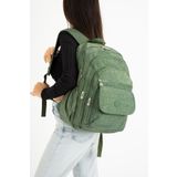 DUOMİNO Fcstore Krinkıl Kumaş Suya Dayanıklı Büyük Boy Haki Yeşil Klinkır Sırt Çantası/laptop Okul Çantası