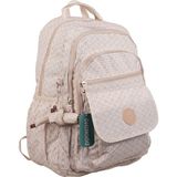 Duomino Krinkıl Kumaş Suya Dayanıklı Büyük Boy Desenli Klinkır Sırt Çantası 45x30x15 cm Unisex Krem