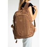 DUOMİNO Krinkıl Kumaş Suya Dayanıklı Büyük Boy Taba Klinkır Sırt Çantası/laptop Seyahat Okul Çanta 15,6 Lise