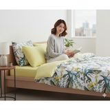 Duopillo Ranforce Asya Yeşil Çift Kişilik Nevresim Takımı - Beyaz - Yeşil - Sarı - 220 x 240 cm