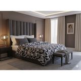 Duopillo Ranforce Marbly Çift Kişilik Nevresim Takımı - Antrasit - Siyah - 220 x 240 cm