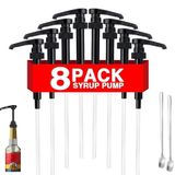 DupakSYS 8 Paket Siyah Kahve Şurubu Pompa Dispenseri, 26oz/750ml Şişelerle Uyumlu, Ev ve Kahve Barı İçme Karışımları için Harika, Çay, İçecek, Kokteyller, Ücretsiz Kaşıklar (5.25")