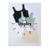 Duples Kadın Siyah Beyaz Bej Yeşil 4'lü Askılı Crop Bluz