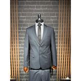Dupont Classics Dupont Erkek Çizgili Ikili Takım Elbise - Viskon Slim Fit Mono Yaka 6 Drop - Açık Gri - 50