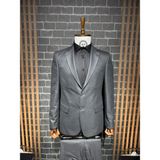 Dupont Classics Dupont Erkek Çizgili Ikili Takım Elbise - Viskon Slim Fit Mono Yaka 6 Drop - Gri - 52