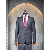 Dupont Classics Dupont Erkek Çizgili Ikili Takım Elbise - Viskon Slim Fit Mono Yaka 6 Drop - Lacivert - 52
