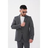 Dupont Classics Dupont Erkek Çizgili Takım Elbise - Slim Fit 6 Drop Mono Yaka Çift Yırtmaç Ikili Takım - Açık Gri - 48