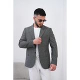 Dupont Classics Dupont Erkek Keten Blazer Ceket Slim Fit Sivri Yaka Çift Düğme Çift Yırtmaç 6 Drop - 48 - Antrasit - Gri