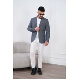 Dupont Classics Dupont Erkek Keten Blazer Ceket Slim Fit Sivri Yaka Çift Düğme Çift Yırtmaç 6 Drop - 56 - Koyu Lacivert