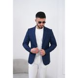 Dupont Classics Dupont Erkek Keten Slim Fit Blazer Ceket - 6 Drop Çift Yırtmaç Mono Yaka Spor Ceket - 48 - Lacivert