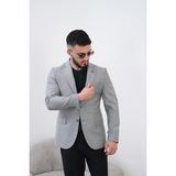 Dupont Classics Dupont Erkek Keten Slim Fit Blazer Ceket - 6 Drop Çift Yırtmaç Mono Yaka Spor Ceket - 52 - Açık Gri
