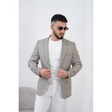 Dupont Classics Dupont Erkek Keten Slim Fit Blazer Ceket - 6 Drop Çift Yırtmaç Mono Yaka Spor Ceket - 56 - Acı Kahve