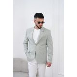 Dupont Classics Dupont Erkek Keten Slim Fit Blazer Ceket - 6 Drop Çift Yırtmaç Sivri Yaka Spor Ceket - 52 - Yeşil