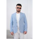 Dupont Classics Dupont Erkek Keten Slim Fit Blazer Ceket - 6 Drop Çift Yırtmaç Sivri Yaka Spor Ceket - 56 - Mavi