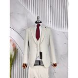 Dupont Classics Dupont Erkek Slim Fit 6 Drop Yelekli Takım Elbise - Likralı Zara Kumaş Çift Yırtmaçlı - Krem - 48
