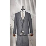 Dupont Classics Dupont Erkek Slim Fit 6 Drop Yelekli Takım Elbise - Sivri Yaka Çift Yırtmaçlı - Gri - 54