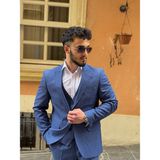 Dupont Classics Dupont Erkek Slim Fit 6 Drop Yelekli Takım Elbise - Sivri Yaka Çift Yırtmaçlı - Parlament Mavisi - 48
