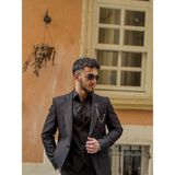 Dupont Classics Dupont Erkek Slim Fit 6 Drop Yelekli Takım Elbise - Sivri Yaka Çift Yırtmaçlı - Siyah - 54