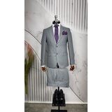 Dupont Classics Dupont Erkek Slim Fit Mono Yaka Ikili Takım Elbise - Çift Yırtmaçlı - Açık Gri - 6 Drop - 46