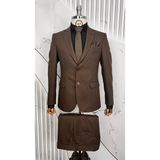 Dupont Classics Dupont Erkek Slim Fit Mono Yaka Ikili Takım Elbise - Çift Yırtmaçlı - Kahverengi - 6 Drop - 48