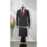 Dupont Classics Dupont Erkek Slim Fit Mono Yaka Ikili Takım Elbise - Çift Yırtmaçlı - Siyah - 6 Drop - 50