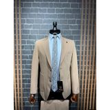 Dupont Classics Dupont Erkek Torba Cepli Takım Elbise - Slim Fit 6 Drop Çift Yırtmaç Likralı Viskon - Bej - Altın Bej - 56