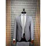 Dupont Classics Dupont Erkek Torba Cepli Takım Elbise - Slim Fit 6 Drop Çift Yırtmaç Likralı Viskon - Gri - 48