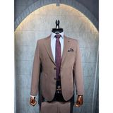 Dupont Classics Dupont Erkek Torba Cepli Takım Elbise - Slim Fit 6 Drop Çift Yırtmaç Likralı Viskon - Kahve Antik - 48