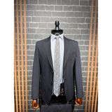 Dupont Classics Dupont Erkek Torba Cepli Takım Elbise - Slim Fit 6 Drop Puntolu Çift Yırtmaç Likralı Viskon - Antrasit - Gri - 54