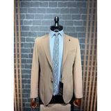 Dupont Classics Dupont Erkek Torba Cepli Takım Elbise - Slim Fit 6 Drop Puntolu Çift Yırtmaç Likralı Viskon - Bej - Altın Bej - 52