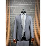 Dupont Classics Dupont Erkek Torba Cepli Takım Elbise - Slim Fit 6 Drop Puntolu Çift Yırtmaç Likralı Viskon - Gri - 48