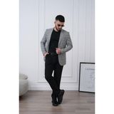 Dupont Erkek Keten Blazer Ceket Slim Fit Yazlık Nefes Alabilir - 48 - 6 Drop - Gri