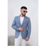 Dupont Erkek Keten Blazer Ceket Slim Fit Yazlık Nefes Alabilir - 56 - 6 Drop - Açık Mavi