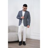 Dupont Erkek Keten Blazer Ceket Slim Fit Yazlık Nefes Alabilir - 56 - 6 Drop - Koyu Lacivert