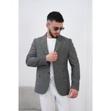 Dupont Erkek Keten Blazer Ceket Slim Fit Yazlık Nefes Alabilir - 58 - 6 Drop - Antrasit - Açık Gri