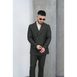 Dupont Slim Fit Erkek Sivri Yaka Çizgili Kruvaze Takım Elbise