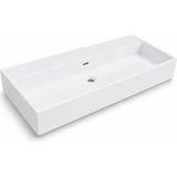Dura Niva Kare Çanak Lavabo 100X46,5 cm Tezgah Üstü Batarya Deliksiz Beyaz | 5255
