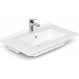 Dura Sees Tezgah Üstü Slim Lavabo 65X46,5 cm Dolap Uyumlu Batarya Delikli Beyaz | 5810