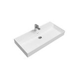 Dura Tiles Dura Niva Kare Çanak Lavabo 100x46,5 Cm Tezgah Üstü Batarya Delikli Beyaz | 5256