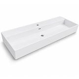 Dura Tiles Dura Niva Kare Çanak Lavabo 120x46,5 Cm Tezgah Üstü Batarya Delikli Beyaz | 5259