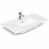 Dura Tiles Dura Sees Tezgah Üstü Slim Lavabo 100x46,5 Cm Dolap Uyumlu Batarya Delikli Beyaz | 5830