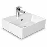 Dura Tiles Dura Twins Kare Çanak Lavabo 50x42 Cm Tezgah Üstü Batarya Delikli Beyaz | 5870