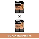 Duracell 1,5V Alkalin AAA İnce Kalem Pil 6'lı Paket x 2 Yüksek Performanslı Tek Kullanımlık