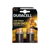 Duracell 2'li Paket C Boy Orta Boy Pil 1,5 V Alkalin Tek Kullanımlık Uzun Ömürlü