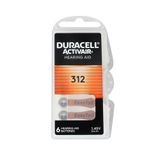 Duracell 312 İşitme Cihazı Pili (Kahverengi) — 6'lı Blister